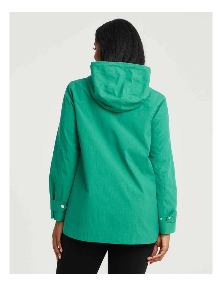 Hooded Stripe Lined Jacket Verdant Green image 2