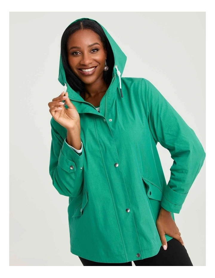 Hooded Stripe Lined Jacket Verdant Green image 3