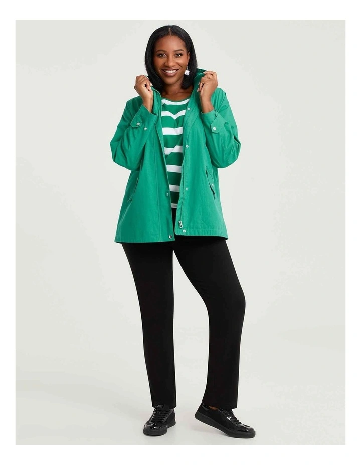 Hooded Stripe Lined Jacket Verdant Green image 4