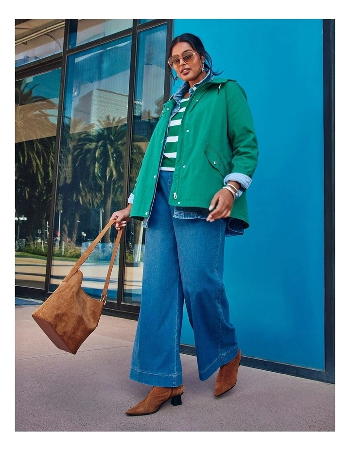 Hooded Stripe Lined Jacket Verdant Green image 6
