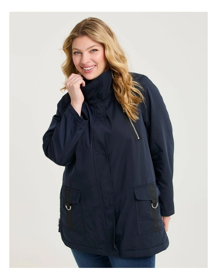 Relaxed Metal Trim Detail Jacket Navy image 1