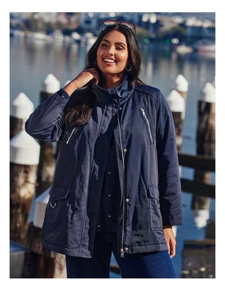 Relaxed Metal Trim Detail Jacket Navy image 5