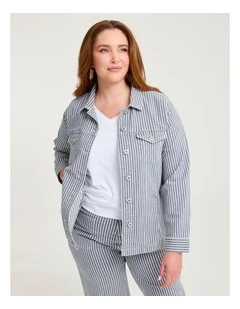 Cotton Denim Shacket Navy/white