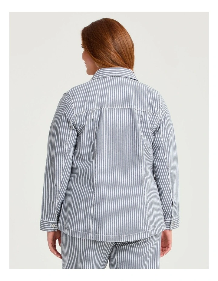 Cotton Denim Shacket Navy/white image 2
