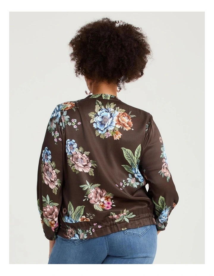 Natural Zip Thru Bloom Bomber Print image 2