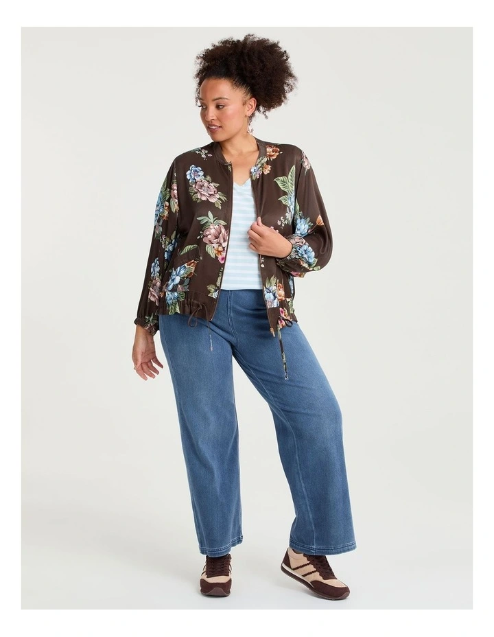 Natural Zip Thru Bloom Bomber Print image 3