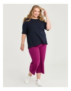 The Travel Wide Leg Crop Jean Pomegranate