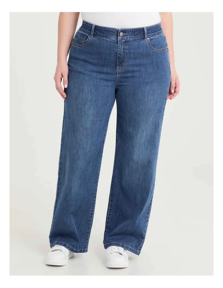 Cotton Sculpting Wide Leg Jean Mid Blue image 1