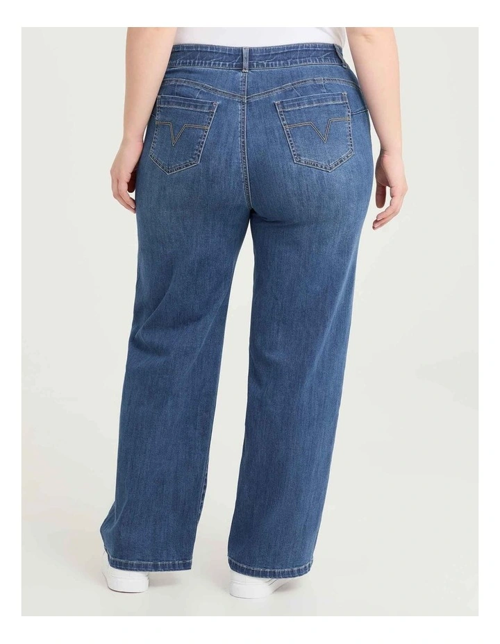 Cotton Sculpting Wide Leg Jean Mid Blue image 2