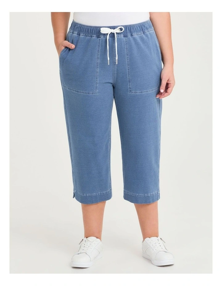 Cotton Denim Crop Pant Chambray Blue image 3