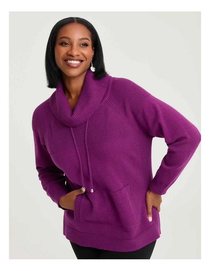 Roll Neck Pocket Detail Jumper Vivid Viola image 1
