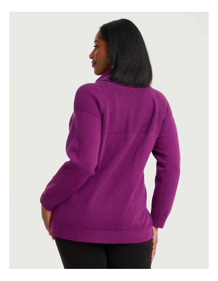Roll Neck Pocket Detail Jumper Vivid Viola image 2