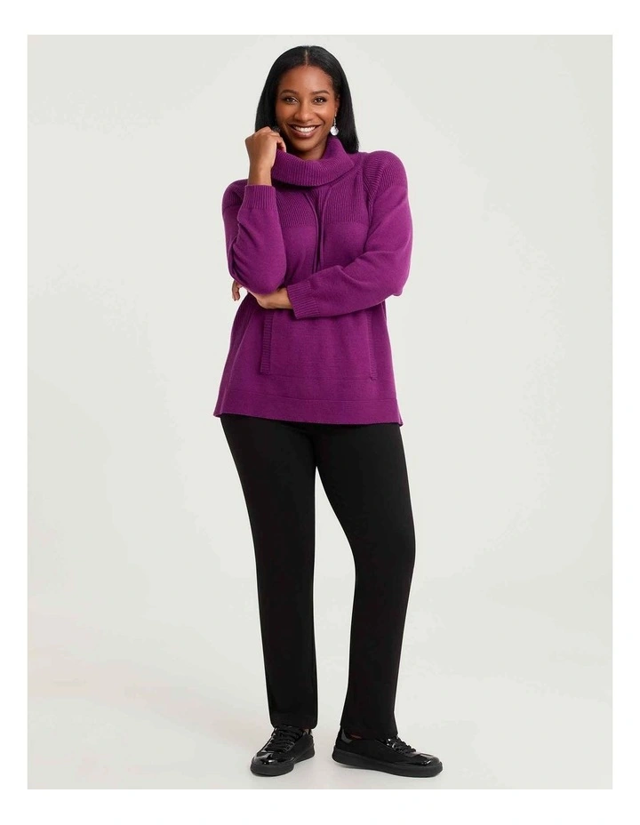 Roll Neck Pocket Detail Jumper Vivid Viola image 3