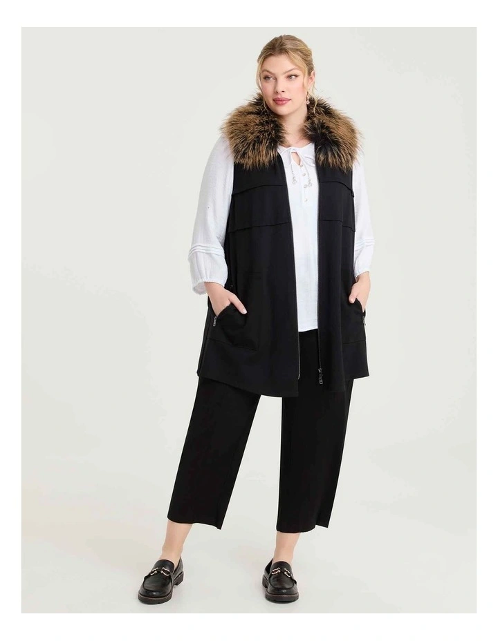 Stretch Linen Lantern Crop Pant Black image 1