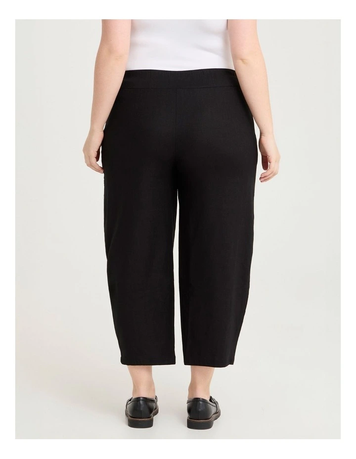 Stretch Linen Lantern Crop Pant Black image 2