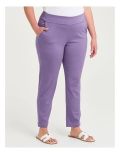 Medina Slim Leg Natural Pant in Purple