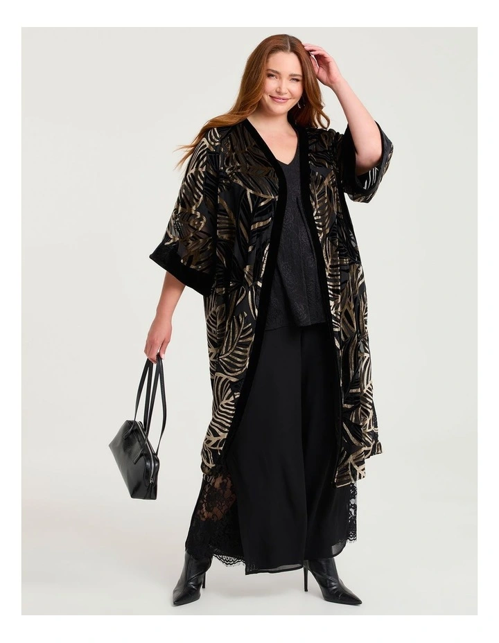 Lace Insert Wide Leg Evening Pant Black image 3