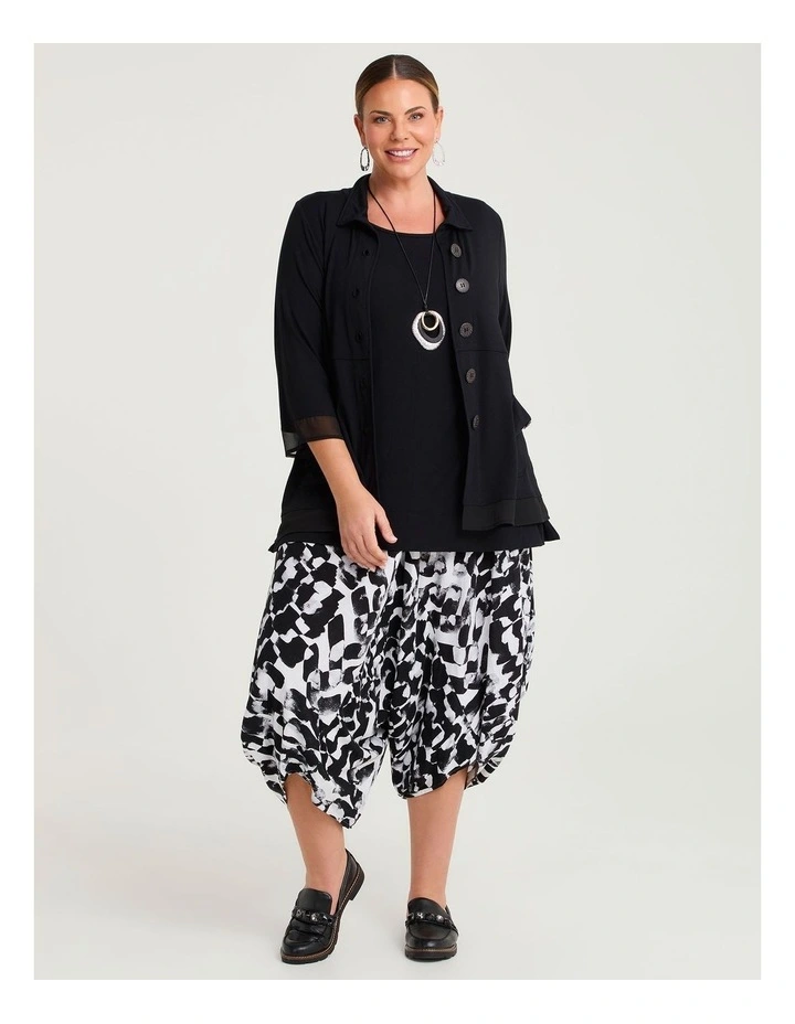 Harem Natural Crop Pant Black/white Print image 1