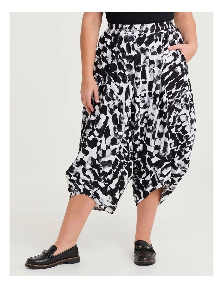 Harem Natural Crop Pant Black/white Print image 3