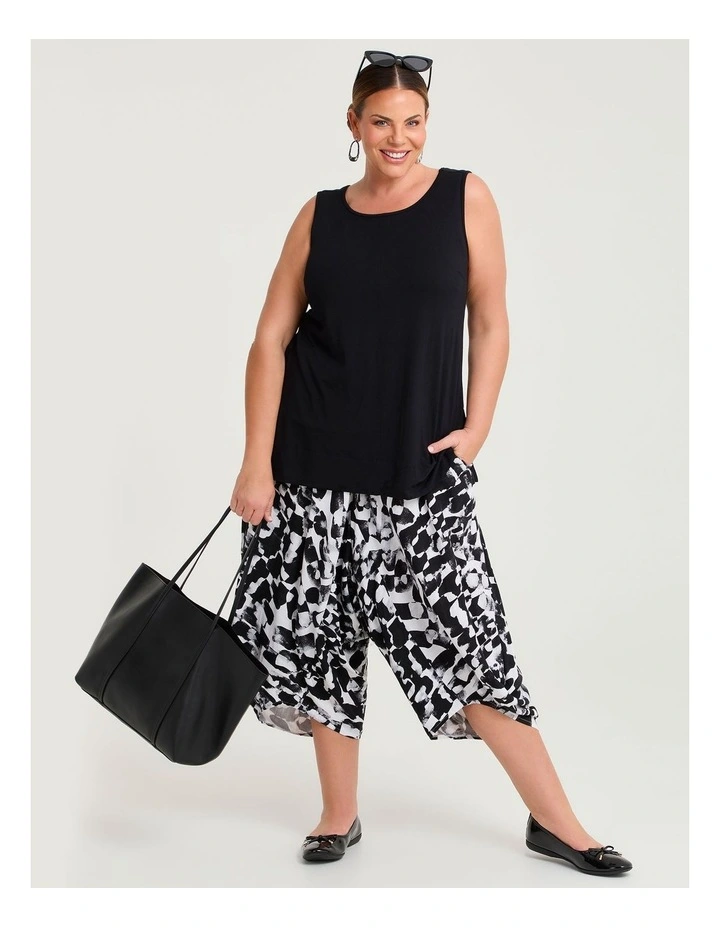 Harem Natural Crop Pant Black/white Print image 4