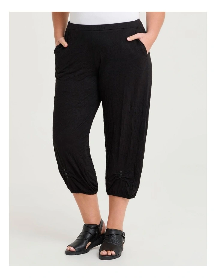 Crush Tuck Lantern Crop Pant Black image 3