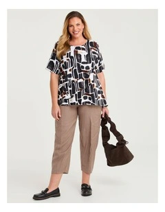 Stretch Linen Fleur Pant Taupe Beige