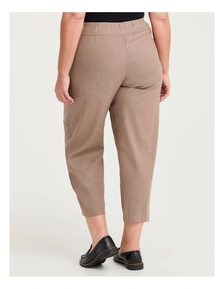 Stretch Linen Fleur Pant Taupe Beige image 2