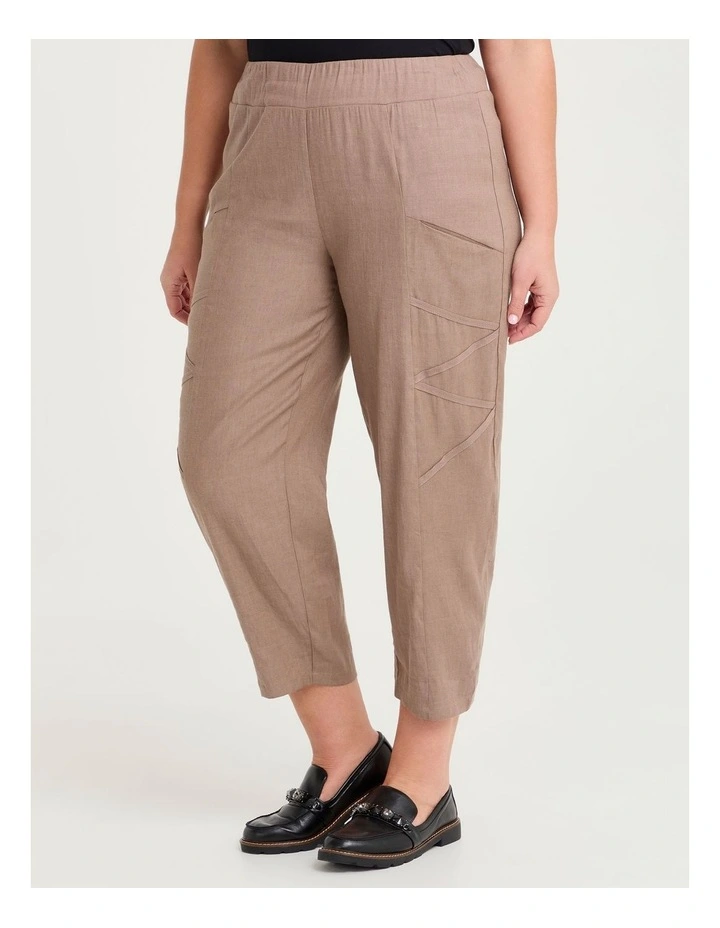 Stretch Linen Fleur Pant Taupe Beige image 3