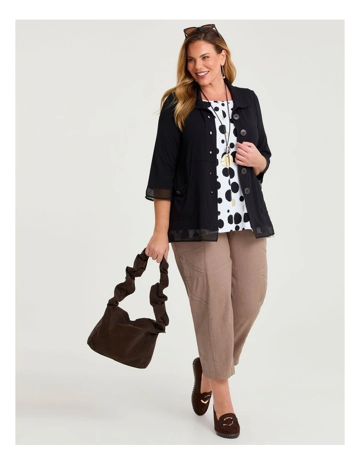 Stretch Linen Fleur Pant Taupe Beige image 4