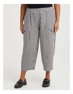 Gingham Check Lantern Pant in Black Beige Check
