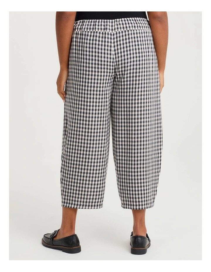 Gingham Check Lantern Pant in Black Beige Check image 2