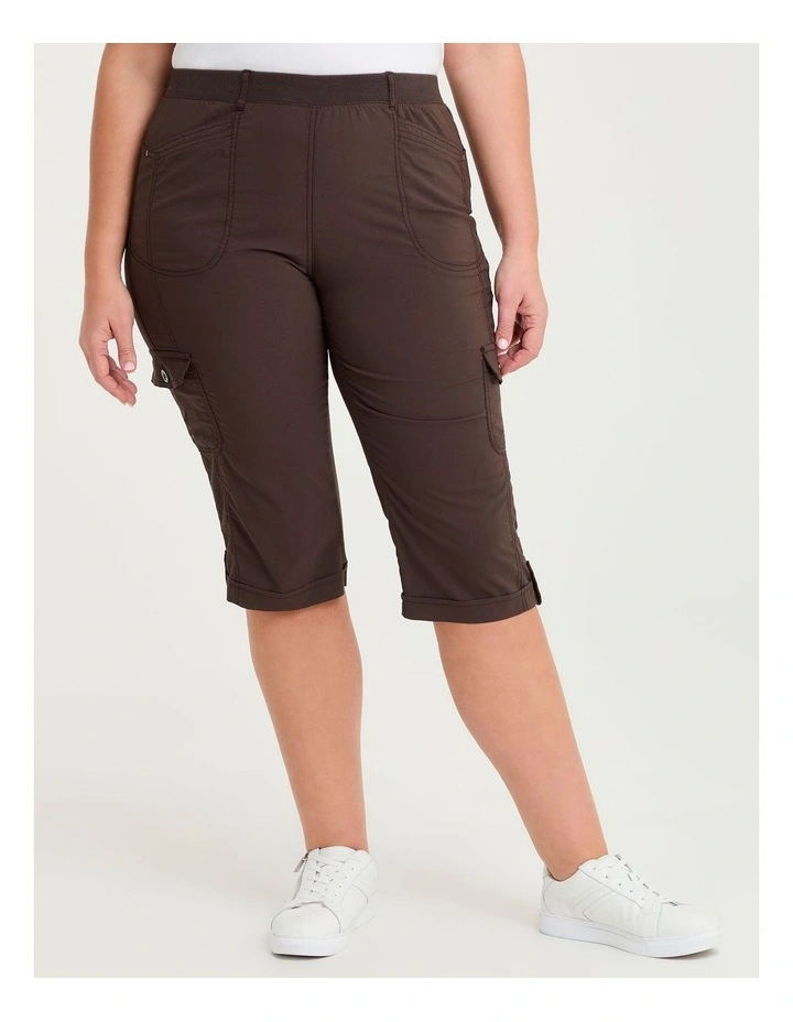 Castaway Rib Cargo Crop Pant Dark Cocoa image 3