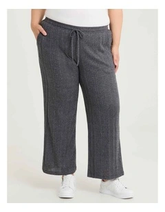 Cozy Rib Wide Leg Pant Charcoal Marle