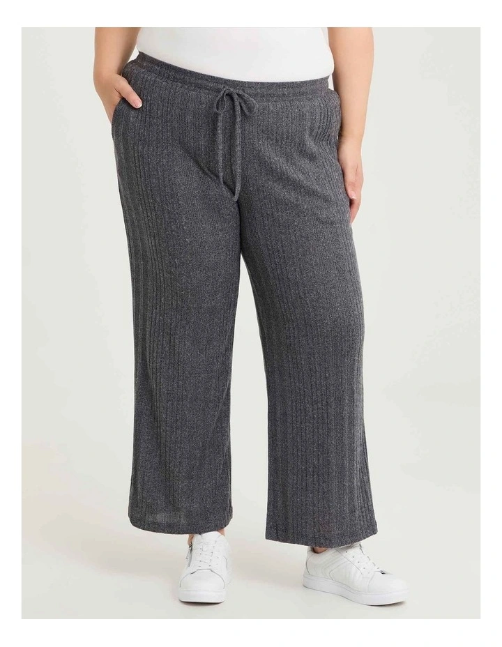 Cozy Rib Wide Leg Pant Charcoal Marle image 1