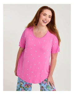 Bamboo Spot Pyjama Top Fuchsia