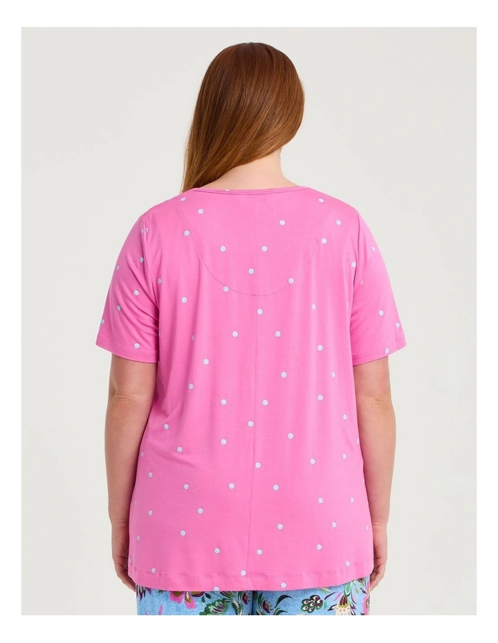 Bamboo Spot Pyjama Top Fuchsia image 2