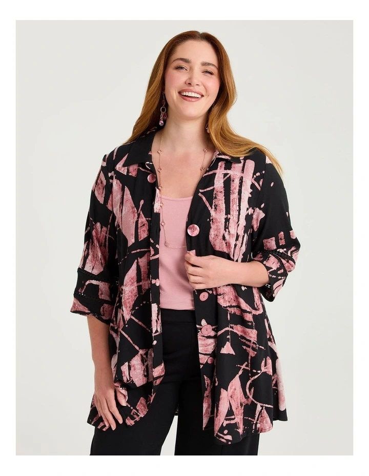 Colour Focus Natural Shirt Dusty Pink Print image 1