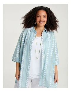Cotton Voile Lurex Stripe Shirt Stripe