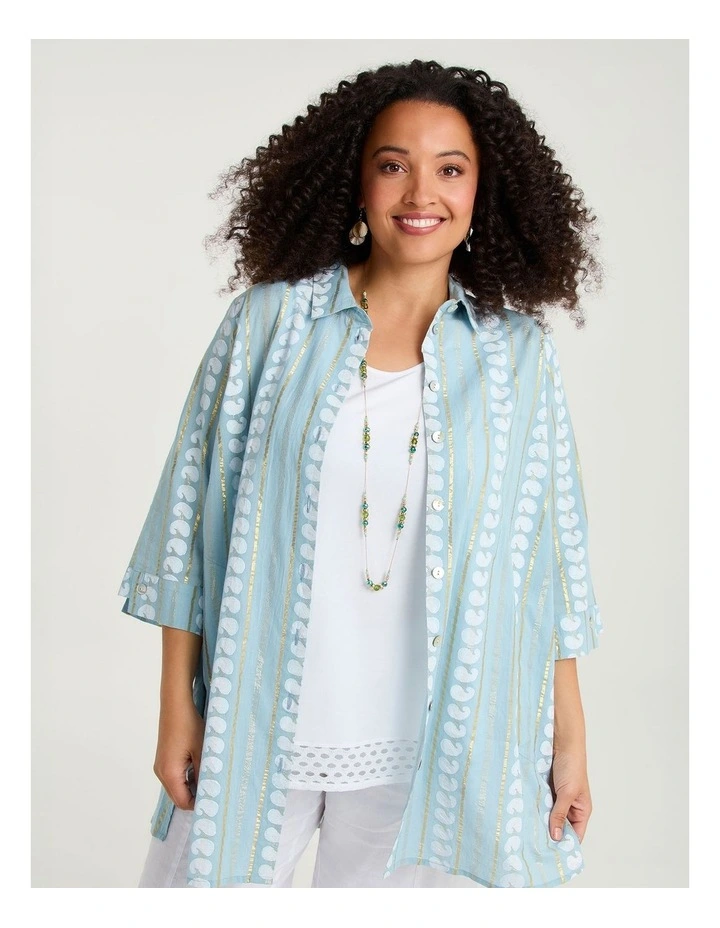 Cotton Voile Lurex Stripe Shirt Stripe image 1