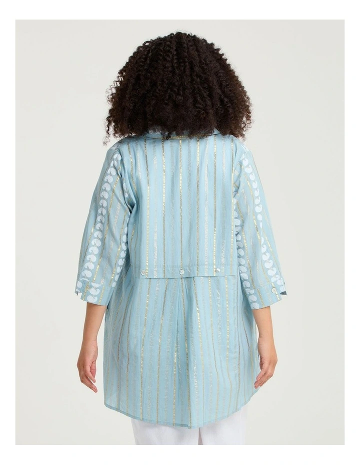 Cotton Voile Lurex Stripe Shirt Stripe image 2