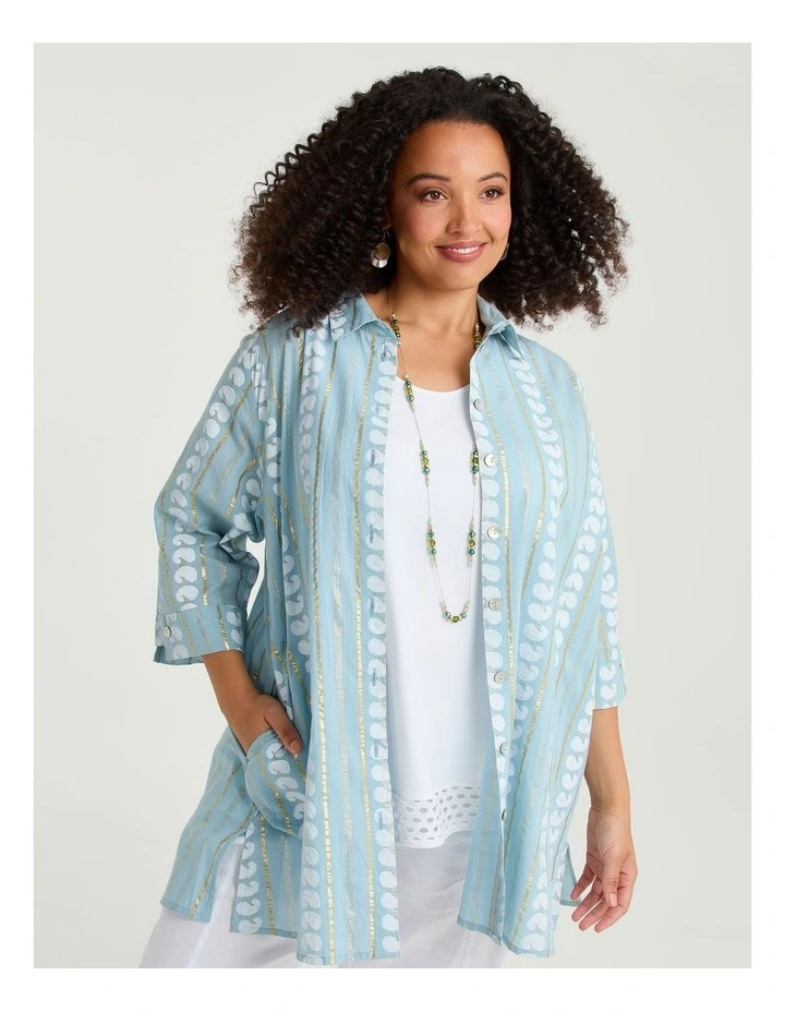 Cotton Voile Lurex Stripe Shirt Stripe image 3