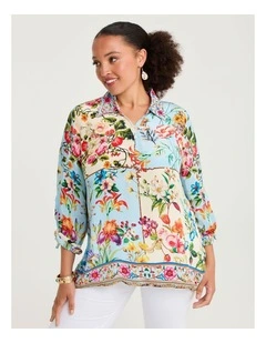 Natural Mila Patchwork Shirt Print