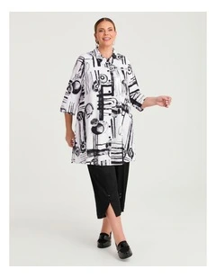 Spot Linen Bamboo Longline Shirt Black/white Print