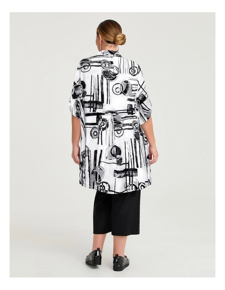 Spot Linen Bamboo Longline Shirt Black/white Print image 2
