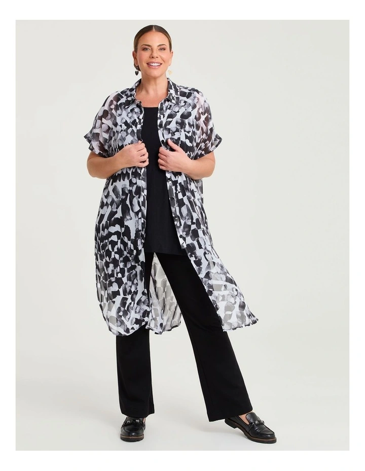 Willow Chiffon Shirt Duster Black/white Print image 1