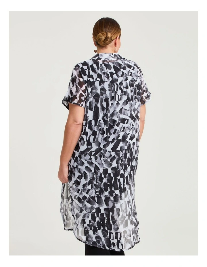Willow Chiffon Shirt Duster Black/white Print image 2