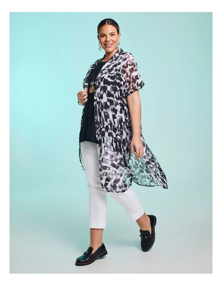 Willow Chiffon Shirt Duster Black/white Print image 5