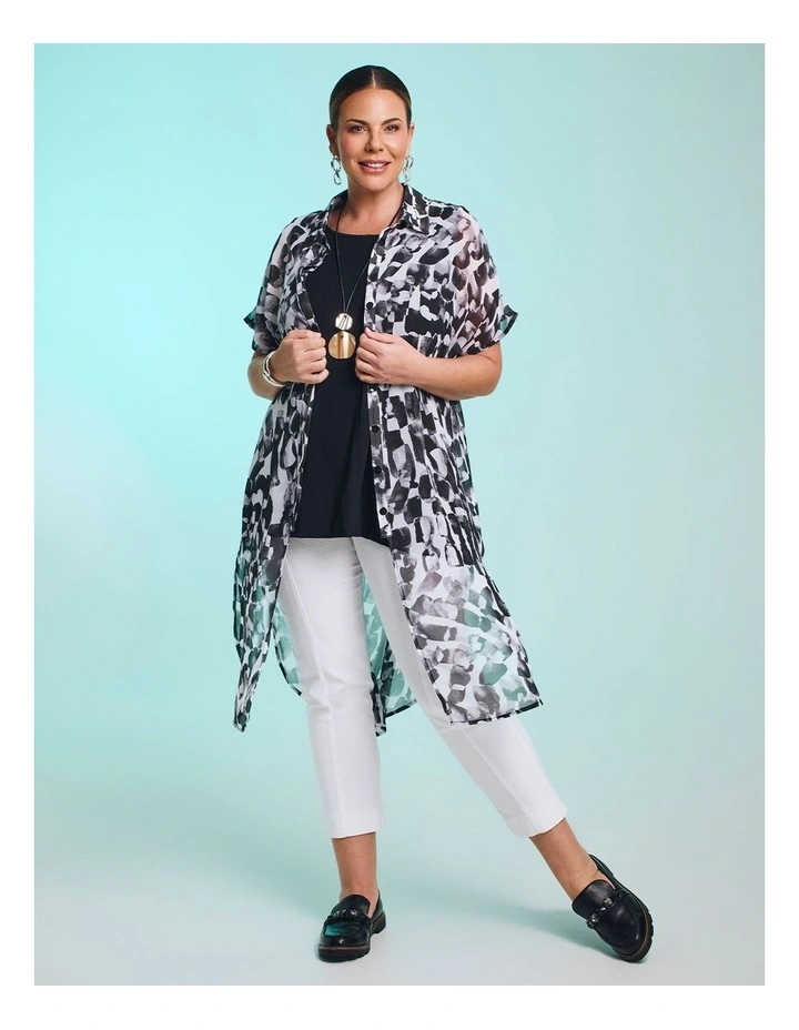 Willow Chiffon Shirt Duster Black/white Print image 6