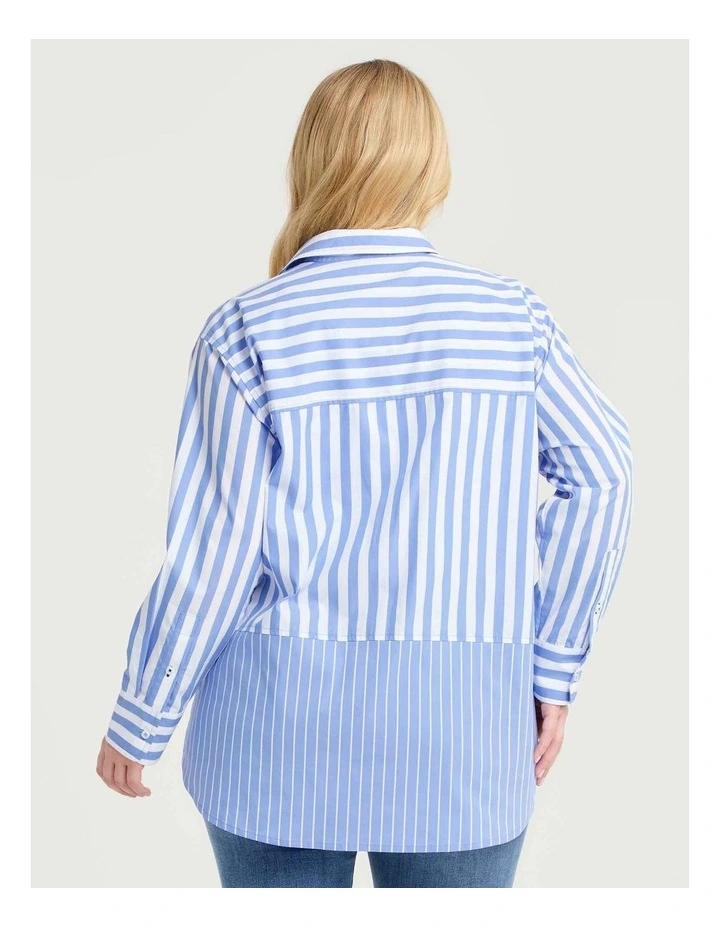 Cotton Mix Stripe Shirt Periwinkle/white image 2