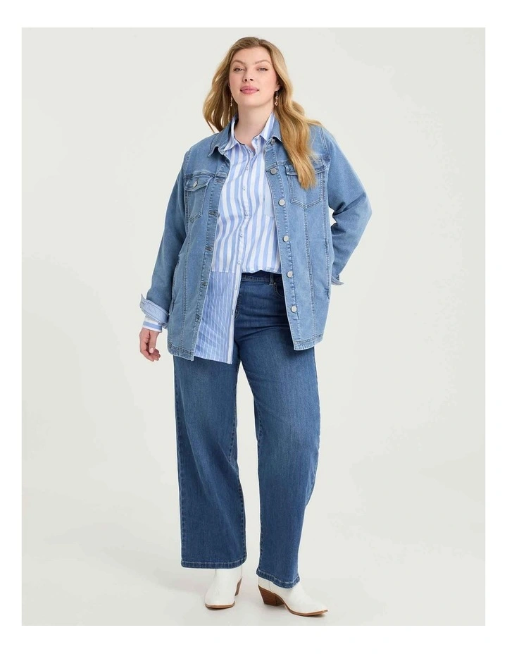 Cotton Mix Stripe Shirt Periwinkle/white image 4